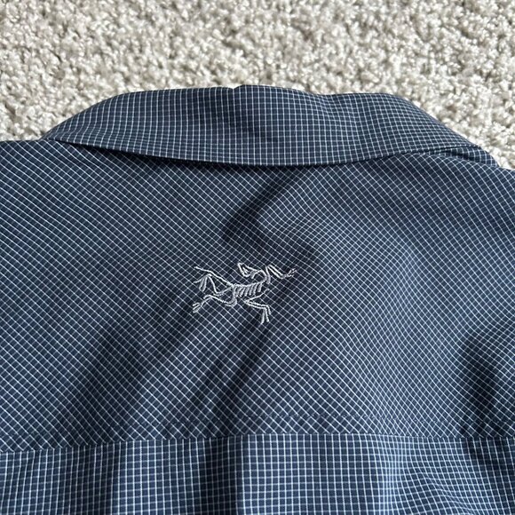 ArcTeryx KASLO Mens XL Plaid Long Sleeve Shirt With Zipper Pocket Blue - Picture 6 of 11